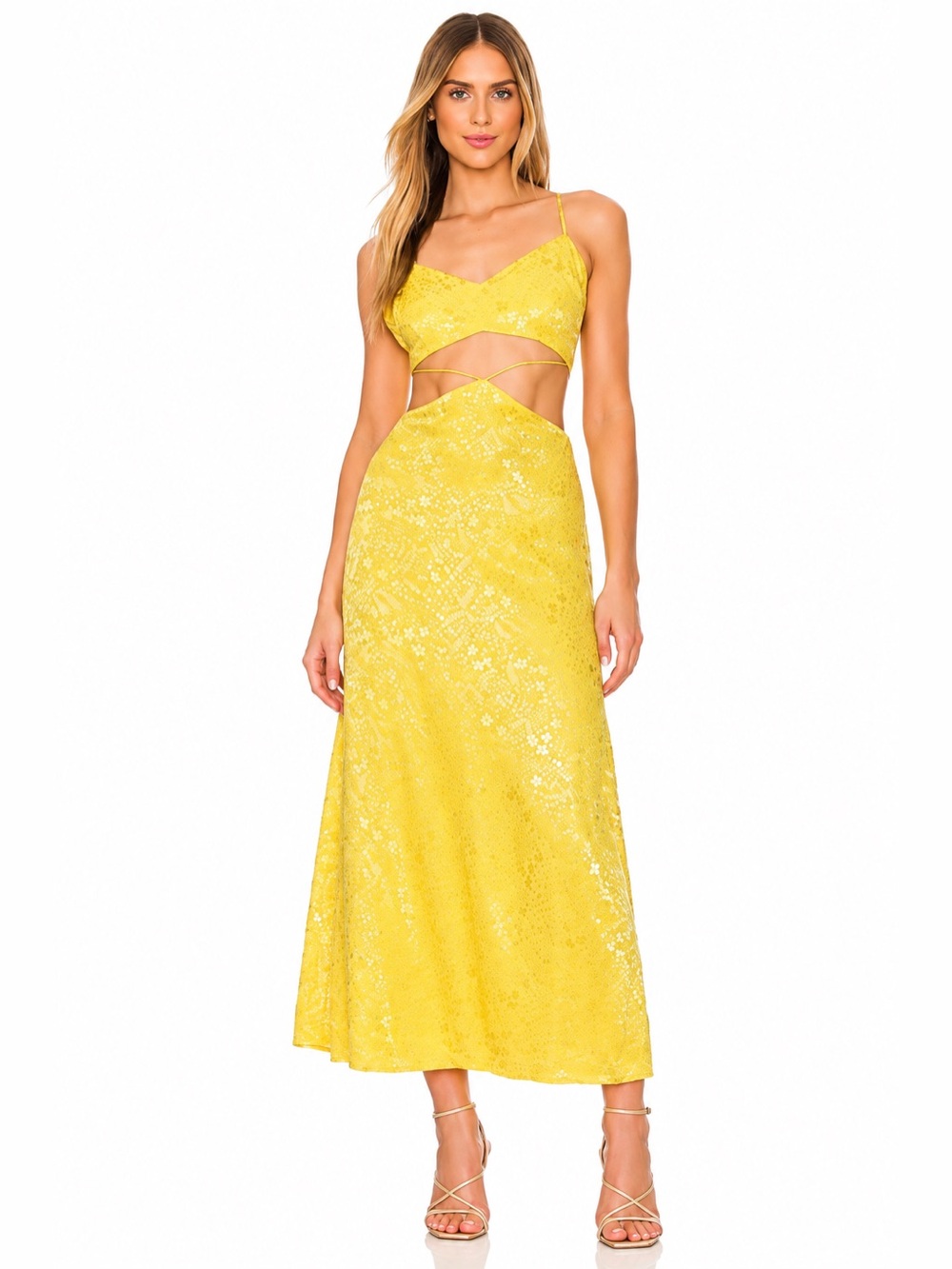 AFRM Erik Mini Yellow Textured Dress Size Large